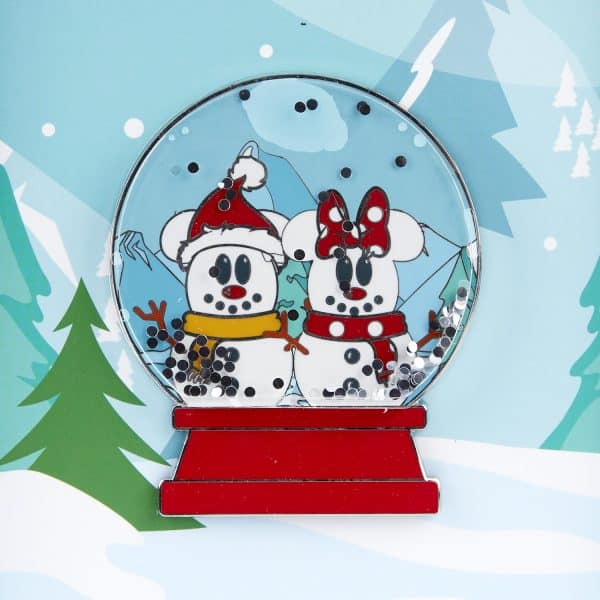 Loungefly – Disney Snowman Mickey and Minnie Mouse Snow Globe 3 Inch Collector Box Limited Pin