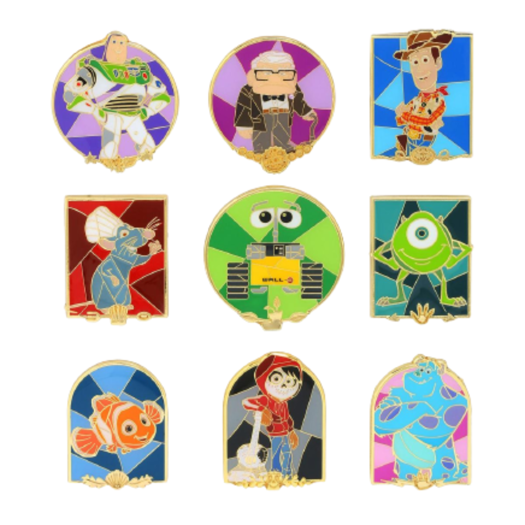 Loungefly – Disney Pixar Character Stain Glass Blind Box Pins - Derwin ...