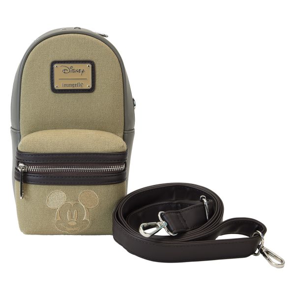Loungefly - Disney Mickey And Friends Faux Leather And Canvas Water Bottle Crossbody Bag