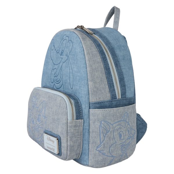 Loungefly - Disney Dogs & Cats Faux Denim Mini Backpack
