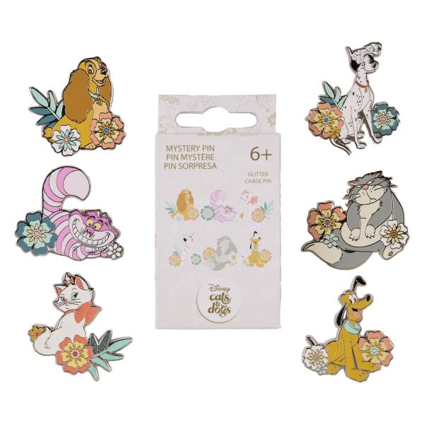 Loungefly - Disney Dogs And Cats Floral Mystery Pins