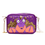 Buckle Down – Disney Moana Tamatoa Character Close-Up Pose Applique Purple/Gold Horizontal Crossbody Bag