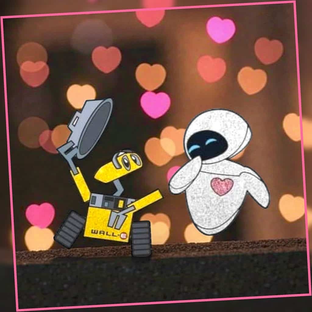 WALL·E en EVE knuffelen, robotfiguren, liefde, speelgoed, decoratie.