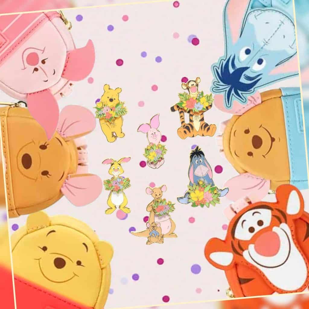 Knuffels van Winnie de Poeh en vrienden met kleurrijke decoratie.