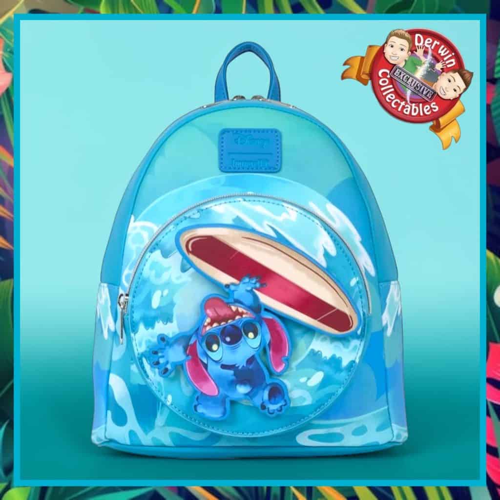 Kinder rugzak met Stitch en surfplank, ideaal voor school en vakantie.